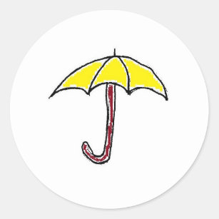 Gult Rain eller Sunny Day Umbrella Tecknad Runt Klistermärke
