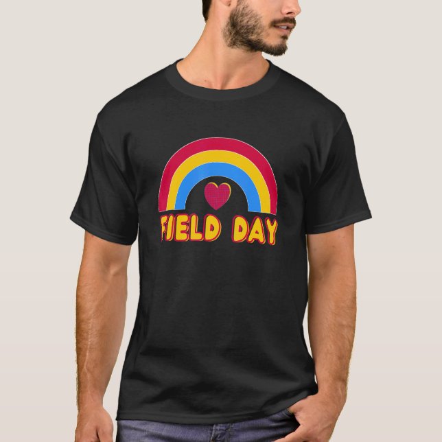 Gult Rainbow Fält Day Lärare Kids Retro Fält T Shirt (Framsida)