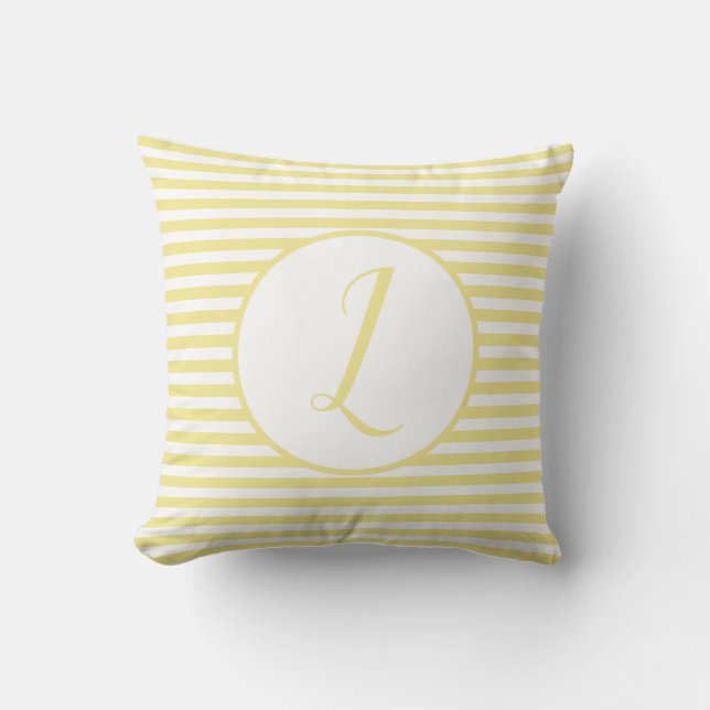 Gult Ram Monogram Brev Rand Cushion Kudde (Framsida)