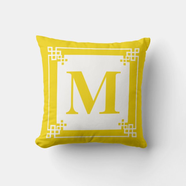 Gult Ram Monogram Kudde (Framsida)
