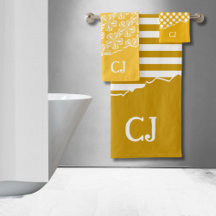 Gult Rand Blommigt Polka Dot Initialer