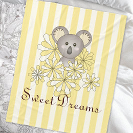 Gult Rand Cute Baby Koala Bear Kids Fleecefilt