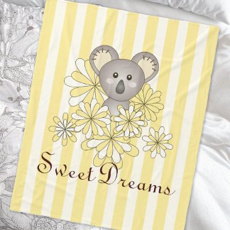 Gult Rand Cute Baby Koala Bear Kids Fleecefilt
