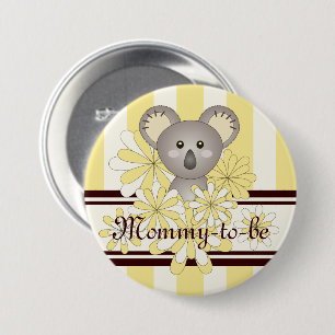 Gult Rand Cute Koala Baby Shower Mamma to be Knapp
