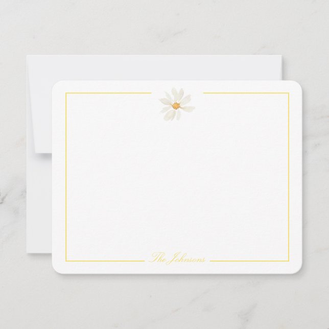 Gult Rand Daisy Personlig Stationery Anteckningskort (Framsida)