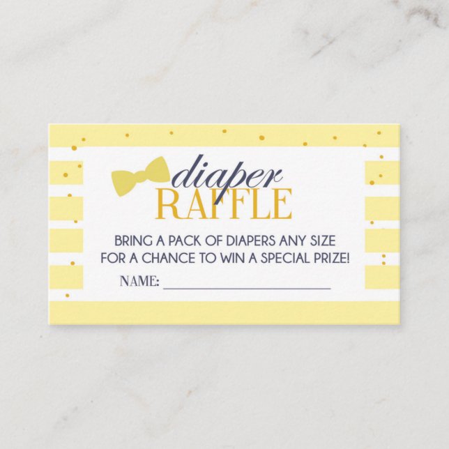 Gult Rand Diaper Raffle Biljett Tilläggskort (Framsida)