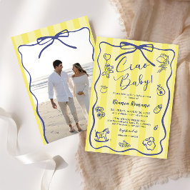 Gult Rand Italienska Ciao Baby Shower Photo Inbjudningar