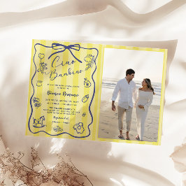Gult Rand Italienska Themme Ciao Bambino Photo Inbjudningar
