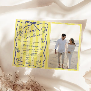 Gult Rand Italienska Themme Ciao Bambino Photo Inbjudningar