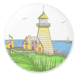 Gult Rand Lighthouse Ceramic Door Knob Knopp