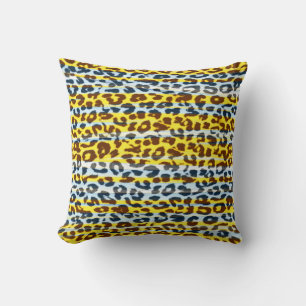 Gult rand mönster leopard päls abstrakt kudde