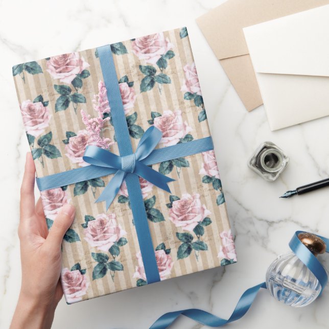 Gult Rand och Rosa Tea Ro Tillfällen Presentpapper (Gifting)