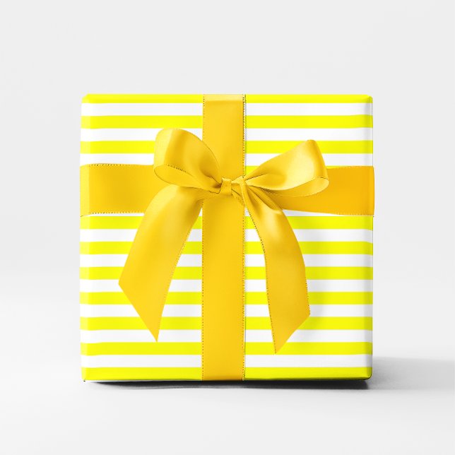Gult Rand Presentpapper (Yellow Stripe Wrapping Paper)