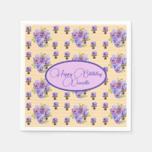 Gult Rand Shabby chic blommigt Serviette Napkins