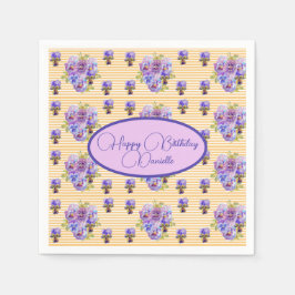 Gult Rand Shabby chic blommigt Serviette Napkins Pappersservett