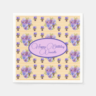 Gult Rand Shabby chic blommigt Serviette Napkins Pappersservett