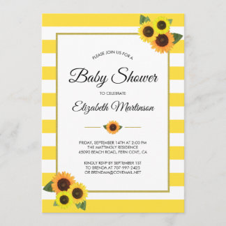 Gult Rand Solblommor Guld Blommigt Babykläder för  Inbjudningar