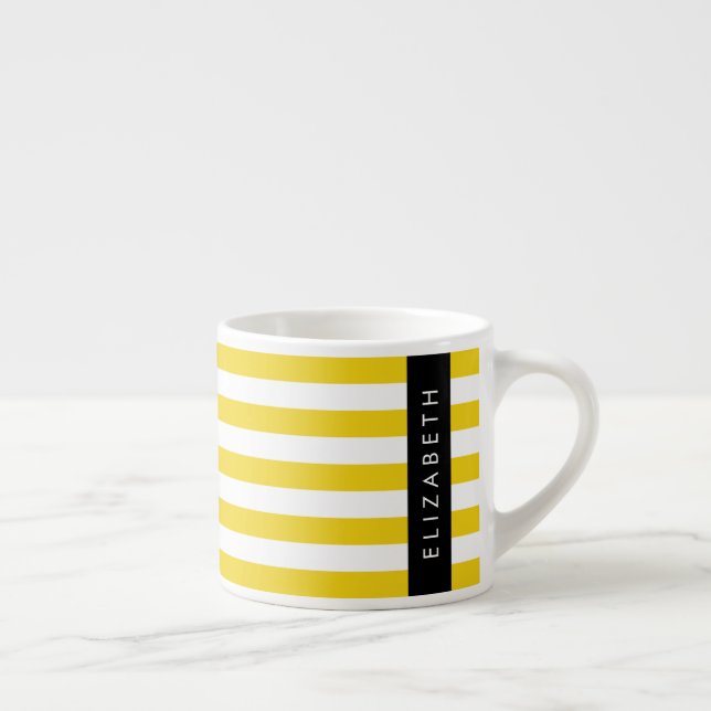 Gult Rand, Stripe Mönster, Linjer, Ditt namn Espressomugg (Höger)
