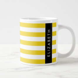 Gult Rand, Stripe Mönster, Linjer, Ditt namn Jumbo Mugg
