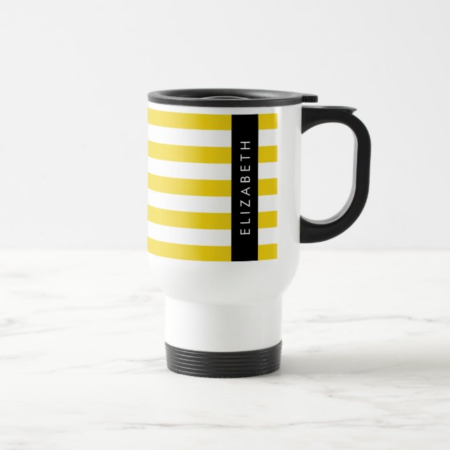 Gult Rand, Stripe Mönster, Linjer, Ditt namn Resemugg (Höger)