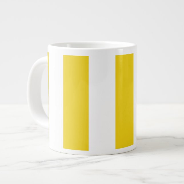 Gult Rand, Vita Rand, Stripe Mönster Jumbo Mugg (Framsida vänster)
