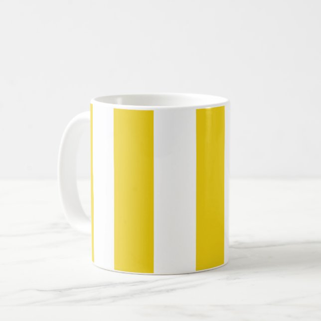 Gult Rand, Vita Rand, Stripe Mönster Kaffemugg (Framsida vänster)