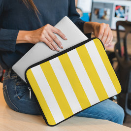 Gult Rand, Vita Rand, Stripe Mönster Laptop Fodral