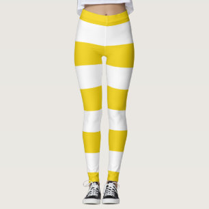Gult Rand, Vita Rand, Stripe Mönster Leggings