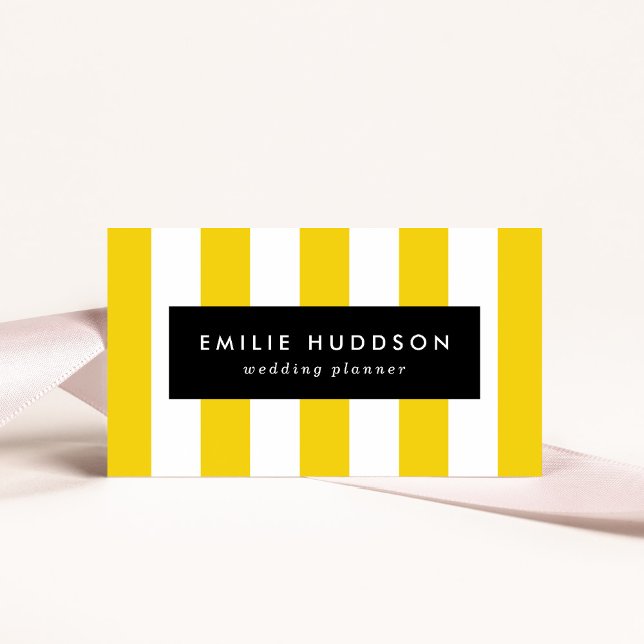 Gult Rand, Vita Rand, Stripe Mönster Visitkort (Skapare uppladdad)