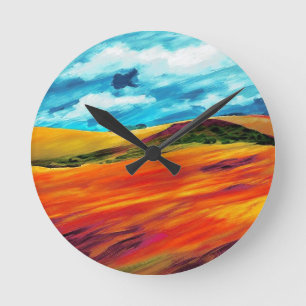 Gult Red Backe Rund Klocka