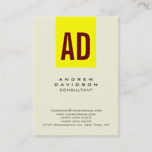 Gult Red Beige Lodrät Monogram Affärskort Visitkort