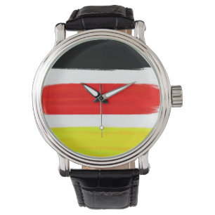 Gult Red Black Abstrakt Painting Art Armbandsur