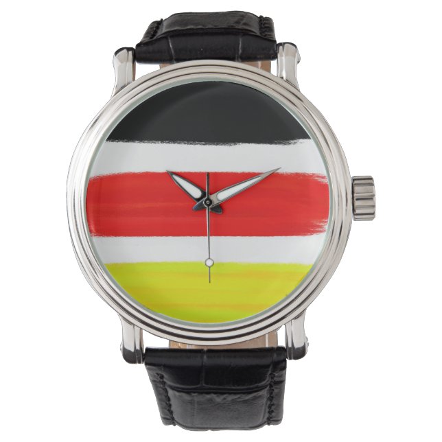 Gult Red Black Abstrakt Painting Art Armbandsur (Framsida)