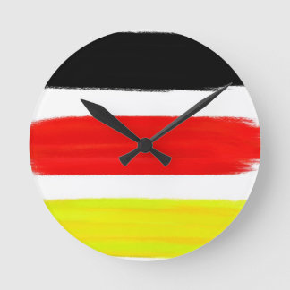 Gult Red Black Abstrakt Painting Art Rund Klocka