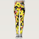 Gult Red Black Grått Camouflage Camo Mönster Leggings<br><div class="desc">Leggings</div>