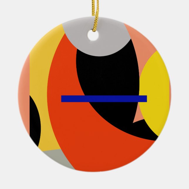 Gult Red Blue Abstrakt Art Julgransprydnad Keramik (Framsidan)