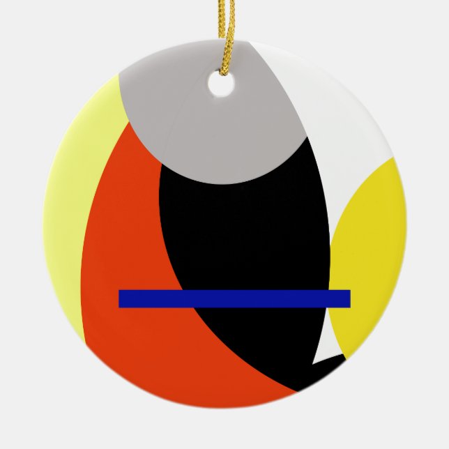 Gult Red Blue Abstrakt Art Julgransprydnad Keramik (Framsidan)