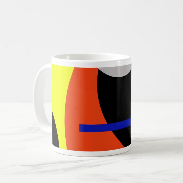 Gult Red Blue Abstrakt Art Kaffemugg (Framsida vänster)