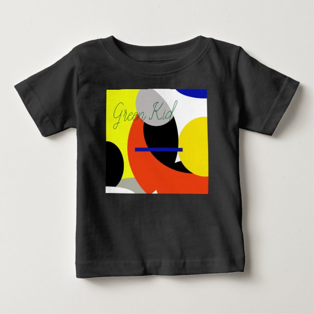 Gult Red Blue Abstrakt Art T Shirt (Framsida)
