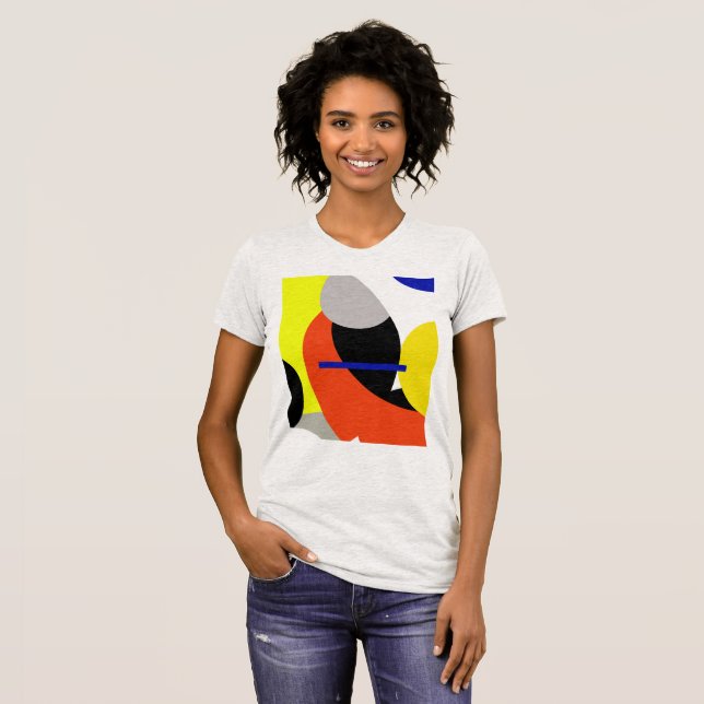 Gult Red Blue Abstrakt Art T Shirt (Hel framsida)