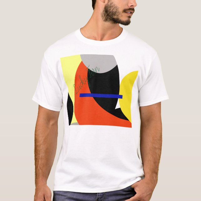 Gult Red Blue Abstrakt Art T Shirt (Framsida)
