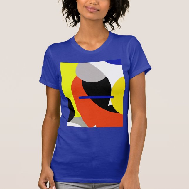 Gult Red Blue Abstrakt Art T Shirt (Framsida)