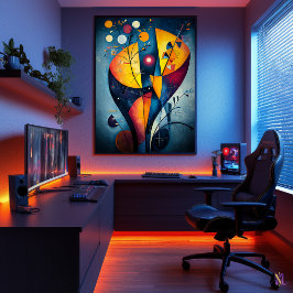 Gult Red Blue - Cubist Inspinerad av Kandinsky Poster