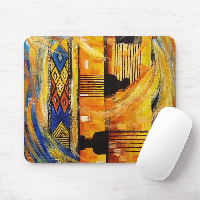 Gult Red Blue Ethiopian Mönster Mousepad Musmatta (Med mus)