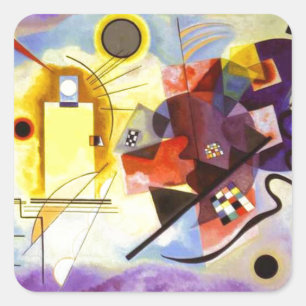 Gult Red Blue Kandinsky Abstrakt Painting Fyrkantigt Klistermärke
