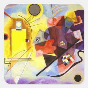 Gult Red Blue Kandinsky Abstrakt Painting Fyrkantigt Klistermärke