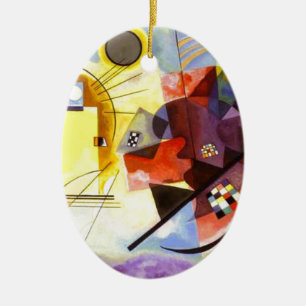 Gult Red Blue Kandinsky Abstrakt Painting Julgransprydnad Keramik