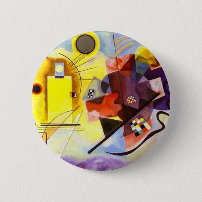 Gult Red Blue Kandinsky Abstrakt Painting Knapp (Framsida)
