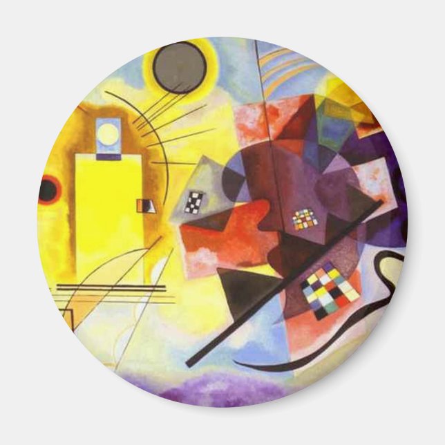 Gult Red Blue Kandinsky Abstrakt Painting Magnet (Framsidan)