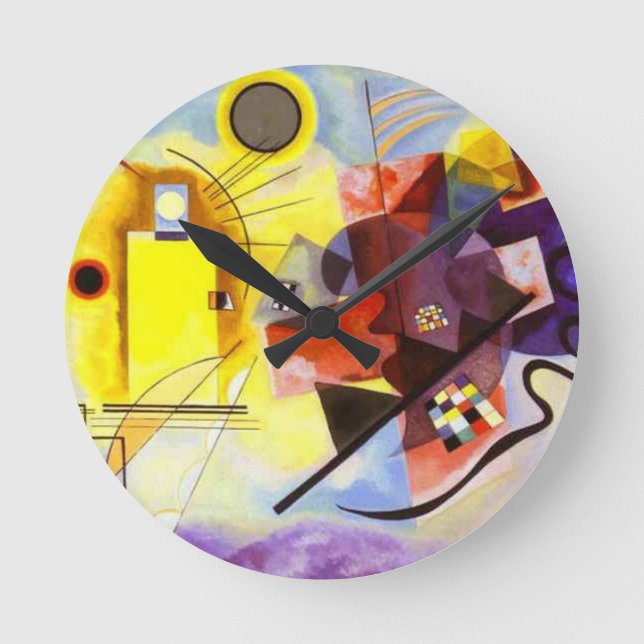 Gult Red Blue Kandinsky Abstrakt Painting Rund Klocka (Framsida)